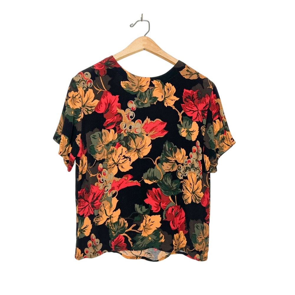 Vintage Jones New York Petite Womens 90's Autumn Fall Floral Foliage‎ Top 8